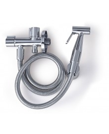 Ducha higiénica para inodoro con tubo, soporte y grifo doble - 1