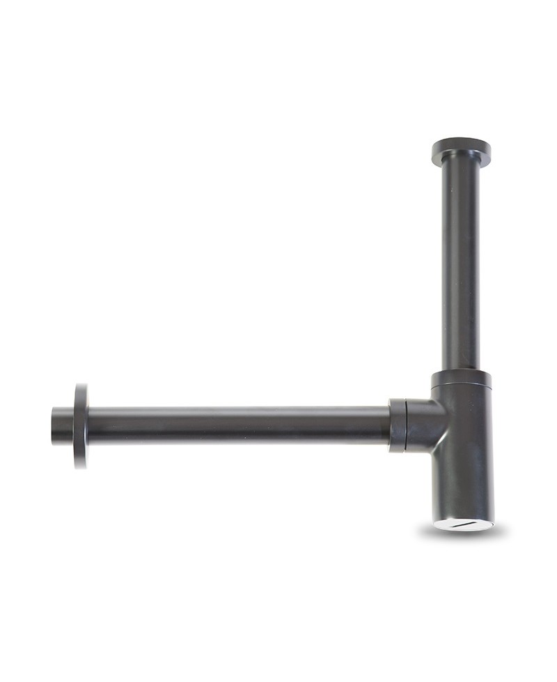 Sifón cilíndrico en latón negro mate de 1 1/4" 32 mm. - 1