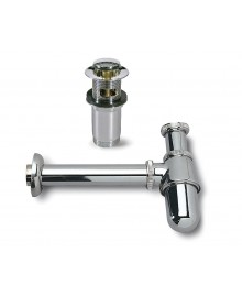 Sifón botella y válvula clic clac en latón cromado de 1 1/4" 32 mm. - 1