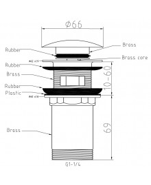 Sifón cilíndrico y válvula clic clac en latón negro mate de 1 1/4" 32 mm. - 2