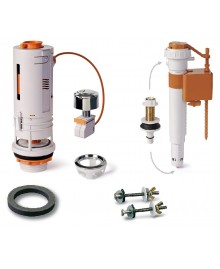 Equipo completo para inodoro con descarga de doble pulsador y flotador dual - 1