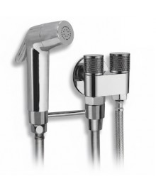 Conjunto de ducha higiénica para inodoro con tubo, soporte y grifo doble - 1