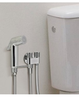 Conjunto de ducha higiénica para inodoro con tubo, soporte y grifo doble - 3