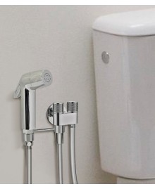 Conjunto de ducha higiénica para inodoro con tubo, soporte y grifo doble - 3