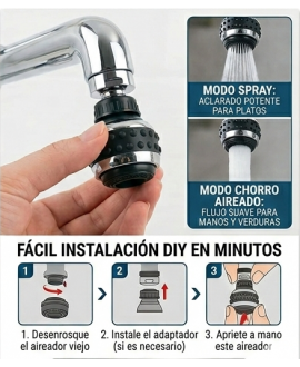 Aireador economizador orientable cromado con dos posiciones chorro/ducha h-22 y m-24 - 5