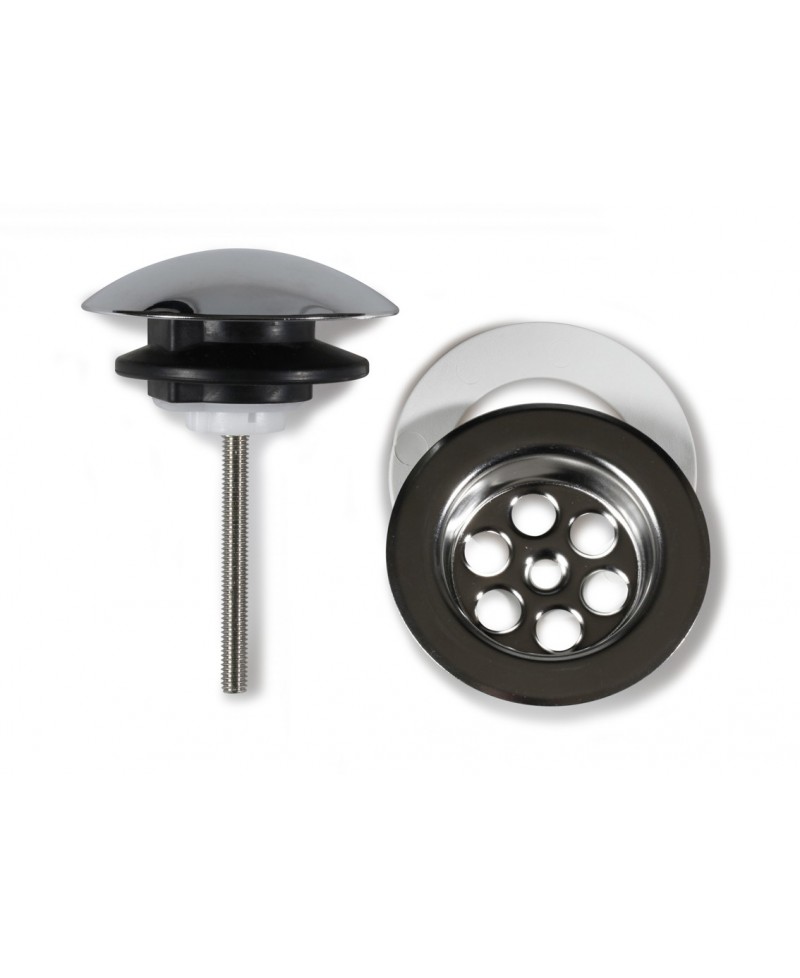 Válvula clic clac para lavabo para montaje con o sin orificio de desborde  hecha en metal