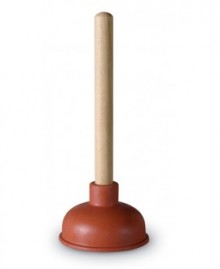 Desatascador de goma con mango de madera y campana de 115 mm. - 1