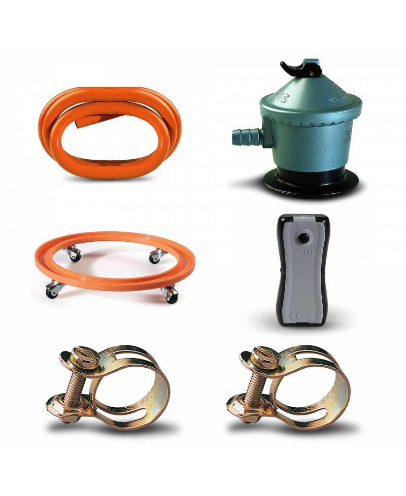 Pack regulador, tubo gas butano, indicador de carga, soporte bombona y  abrazaderas - DUKTO - Tienda online de accesorios de fontanería.