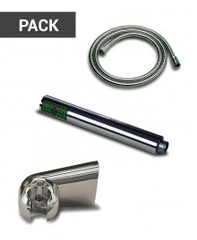 Pack tubo reforzado, teléfono de ducha y soporte universal - 1